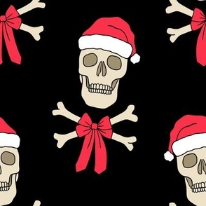 Christmas Skull & Crossbones on Black (Large Scale)