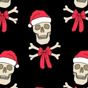 Christmas Skull & Crossbones on Black (Small Scale)