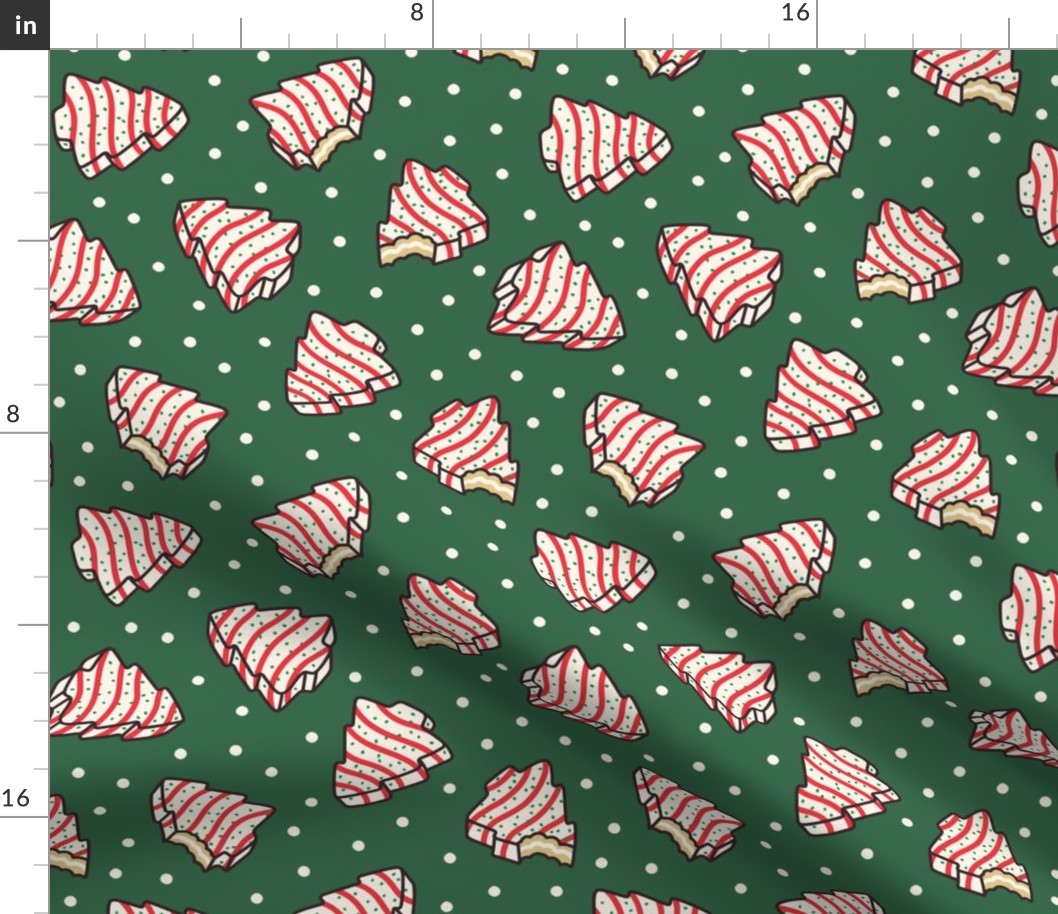 Christmas Tree Cakes on Dark Green (Large Scale)