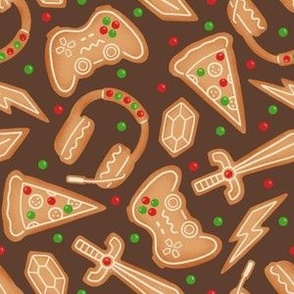 Gamer Gingerbread on Brown (Small Scale)