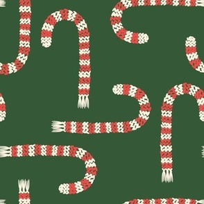 Knit Candy Cane on Green (Large Scale)