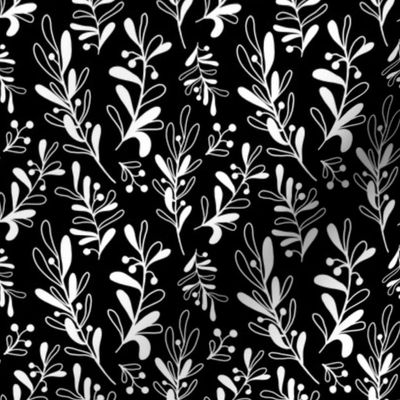 Mistletoe Medley, White on Black