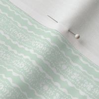 Scalloped edge ribbon floral stripes on mint