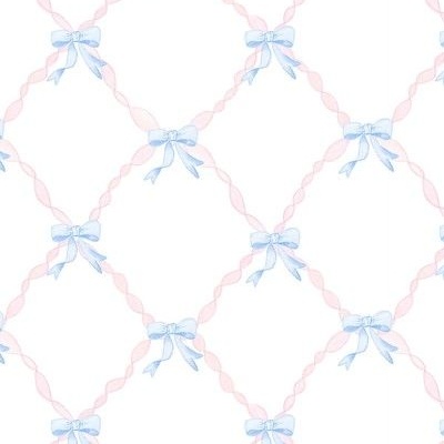 Blue Bows Fabric, Wallpaper and Home Decor