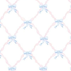 Blue bows pink ribbons grandmillennial pattern