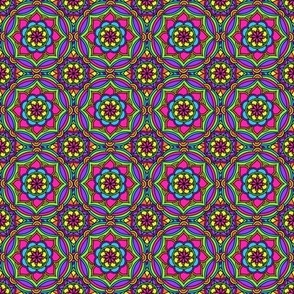 Bright Rainbow Mandala Pattern Black  small