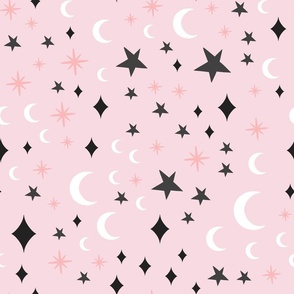 Halloween Crescent Moons And Stars - Pink