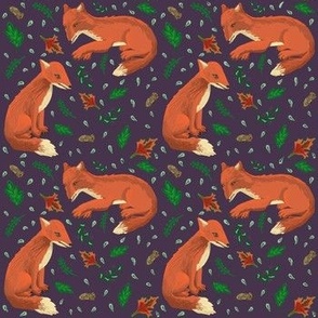 Medieval foxes on violet