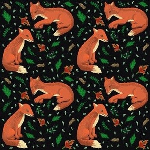 Medieval foxes on black