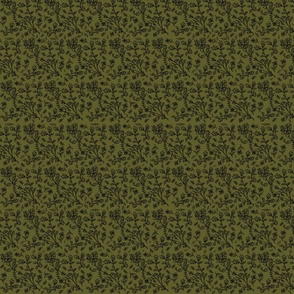 Linear flowers on olive green 