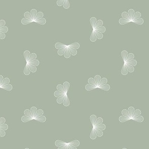 Little lotus flower blossom - japanese inspired minimalist floral design delicate garden sage green