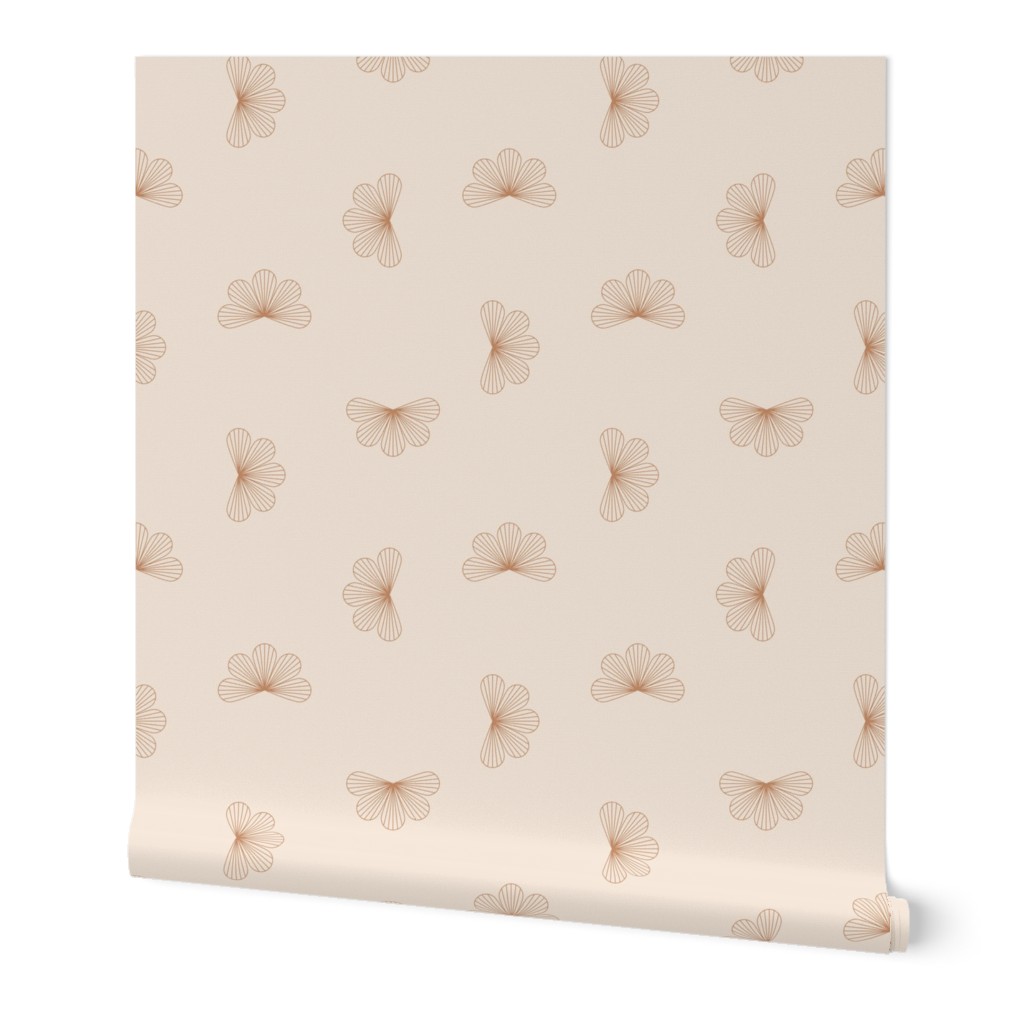 Little lotus flower blossom - japanese inspired minimalist floral design delicate garden caramel golden on cream beige