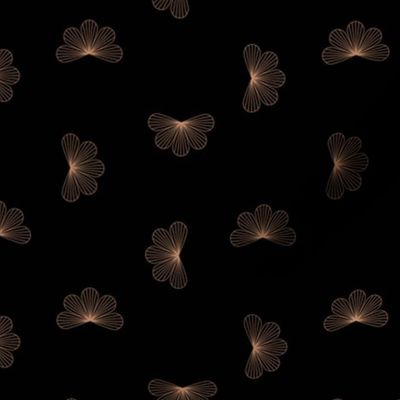 Little lotus flower blossom - japanese inspired minimalist floral design delicate garden caramel golden on black