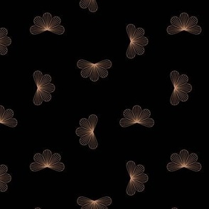 Little lotus flower blossom - japanese inspired minimalist floral design delicate garden caramel golden on black