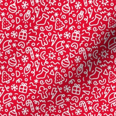 Chunky Christmas Doodles in White & Red (Extra Small Scale)