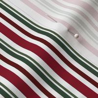 Vertical Candy Stripes, Red and Green on White