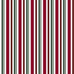 Vertical Candy Stripes, Red and Green on White