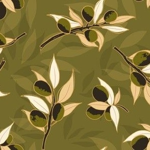 Olive Branches on Green