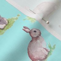 Watercolor Bunnies on Light Turquoise