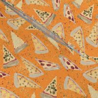 Watercolor Pizza Slices on Orange