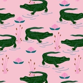 Alligator swamp - pink and green