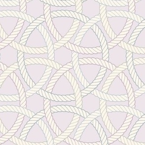 large interlocking rope rings in lilac-mauve hues