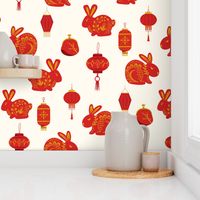 SMALL year of the rabbit fabric - lunar new year fabric, 2023
