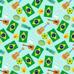 MINI Brazil fabric - brasil fabric, South America, soccer, football, flag, 