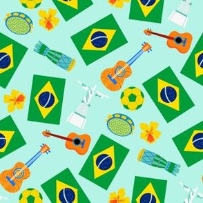  SMALL Brazil fabric - brasil fabric, South America, soccer, football, flag, 