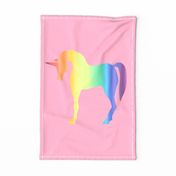 Large Rainbow Unicorn with pink background Wall Hanging