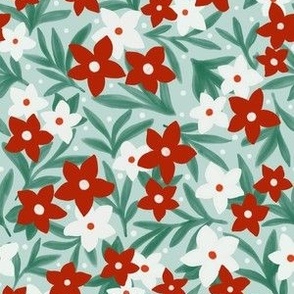 Christmas Floral on Mint