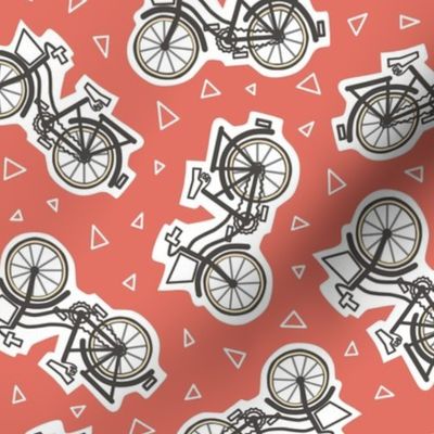 Stickers of bicycles on peachy background (small)