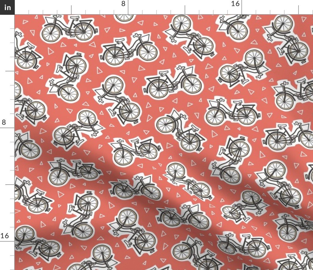 Stickers of bicycles on peachy background (small)
