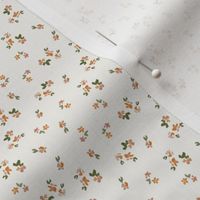 watercolor ditsy floral in peach, pink and green on cream / 2 inch / a pretty spring floral for baby girls