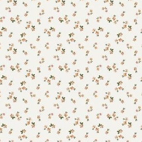 watercolor ditsy floral in peach, pink and green on cream / 2 inch / a pretty spring floral for baby girls