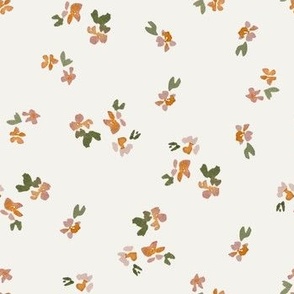 watercolor ditsy floral in peach, pink and green on cream / 7 inch / a pretty spring floral for baby girls