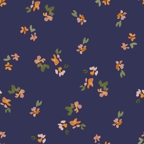 Navy blue ditsy floral / 10 inch / pink and peach floral with green leaves
