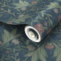 Morris victorian damask foliage_teal navy 18"