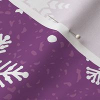 Large - White Winter Snowflakes on Plum Purple with Pink Texture