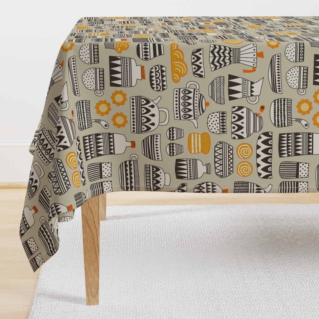 coffee break - fika - neutral / mustard / orange (large scale)