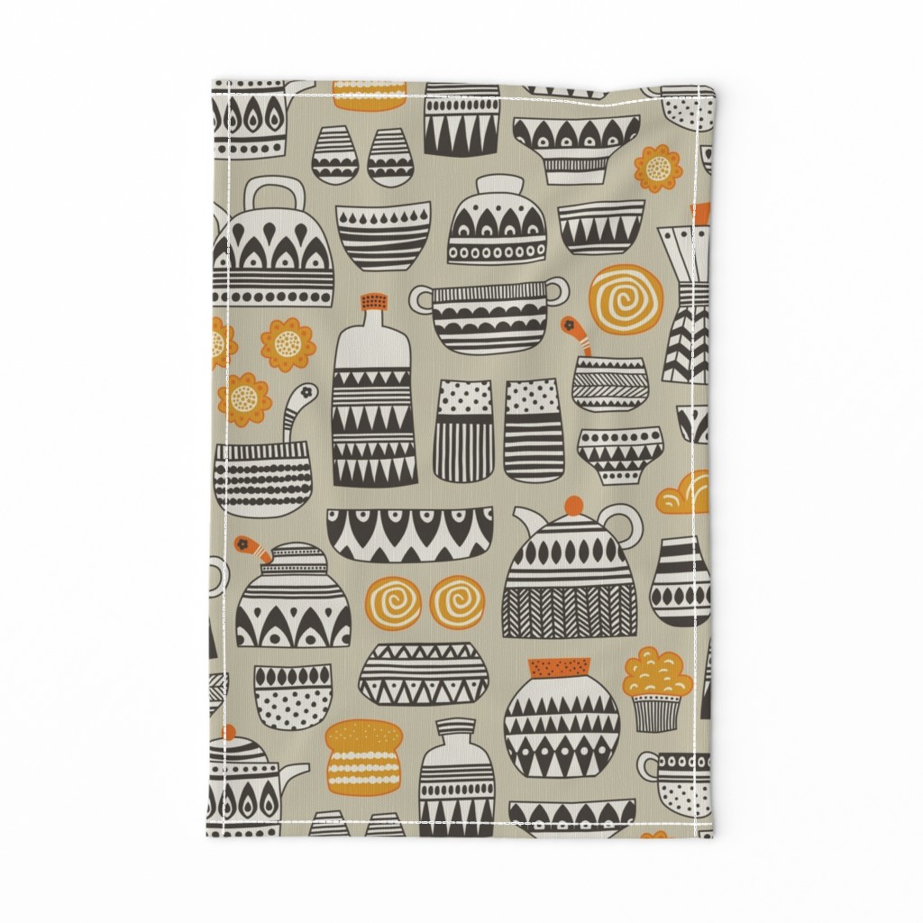 coffee break - fika - neutral / mustard / orange (large scale)