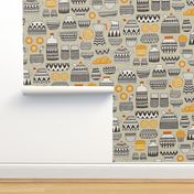 coffee break - fika - neutral / mustard / orange (large scale)