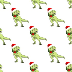 T-Rex Santa on white background