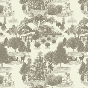 12" Christmas Winter Wonderland Toile in Brown and Cream | 12" Repeat