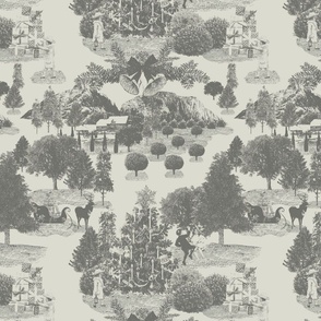 12" Christmas Winter Wonderland Toile in Silver | 12" Repeat