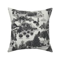12" Christmas Winter Wonderland Toile in Charcoal and Pale Gray | 12" Repeat