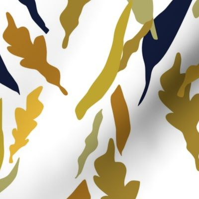 Leaves in Gold & Navy