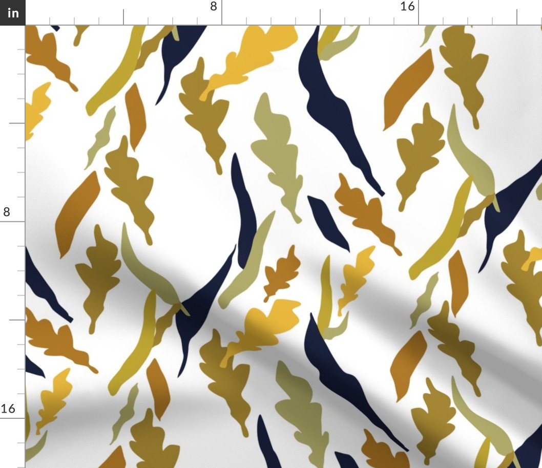 Leaves in Gold & Navy