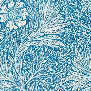 Marigold - by William Morris - LARGE -  original blue paper background Antiqued art nouveau art deco