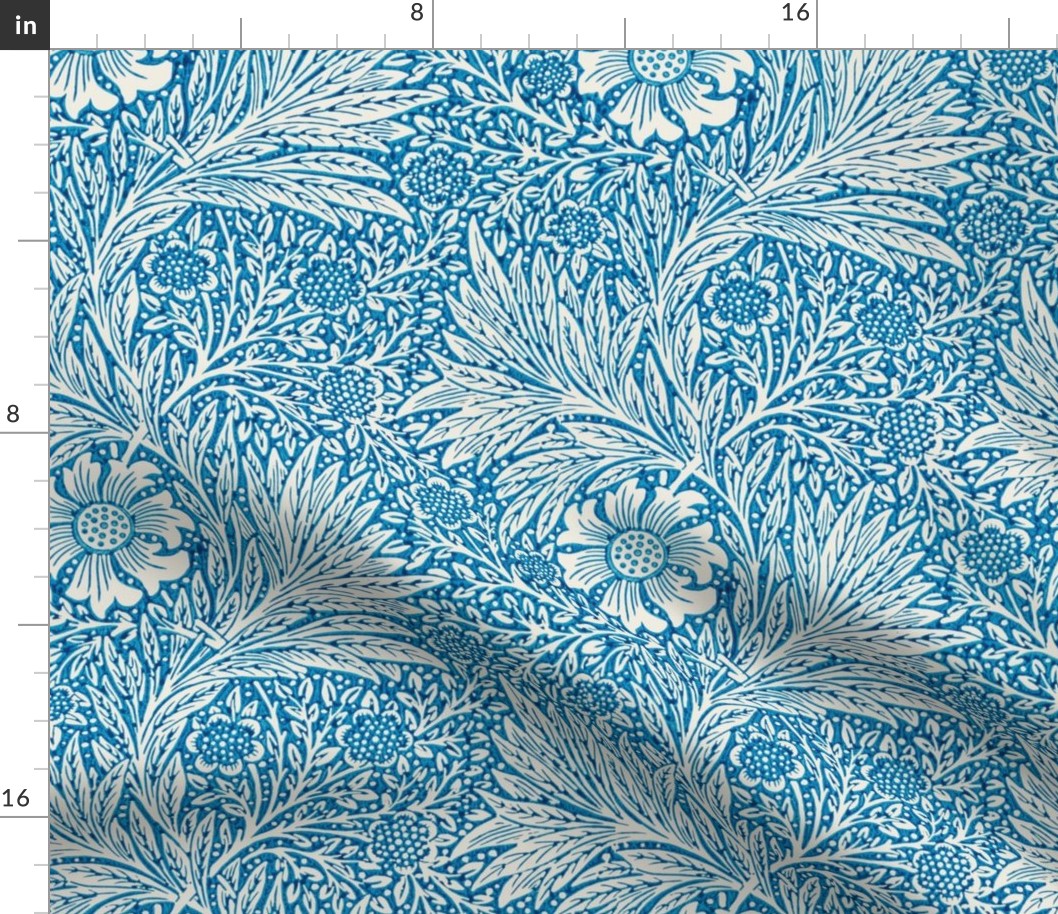 Marigold - by William Morris - MEDIUM -  original blue paper Antiqued  art nouveau art deco  background 